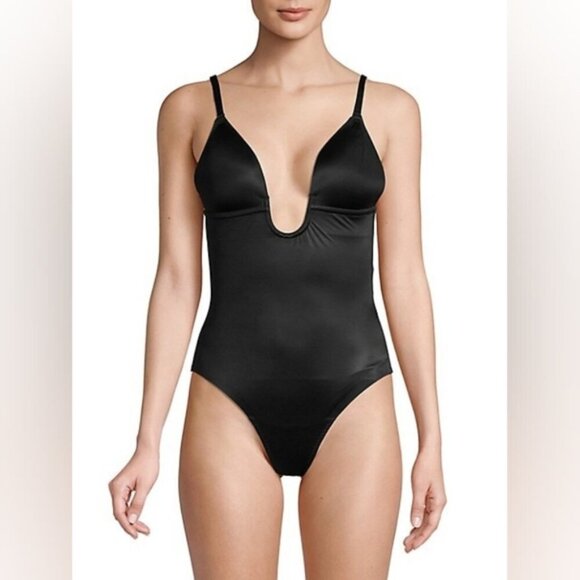 SPANX Black Suit Your Fancy Plunge Low-Back Thong Bodysuit - XL - Picture 1 of 13